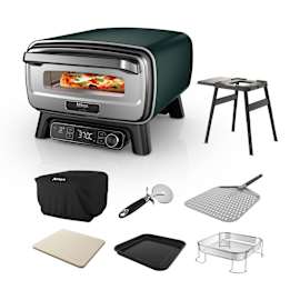 Electric Outdoor Pizza Oven & Air Fryer &ndash; British Racing Green with Stand product photo Side New M